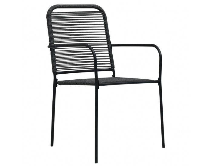 Sonata Градински трапезен комплект 9 части памучно въже стомана черен Sonata Градински трапезен комплект 9 части памучно въже стомана черен