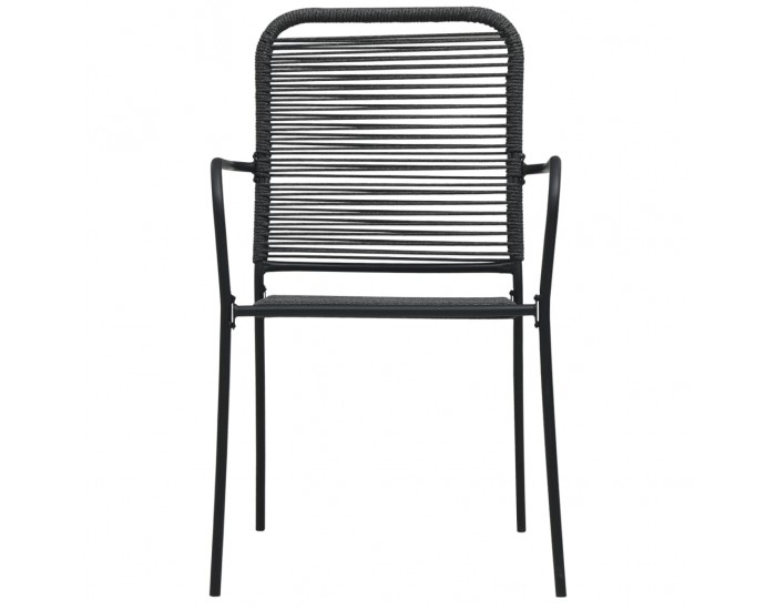 Sonata Градински трапезен комплект 9 части памучно въже стомана черен Sonata Градински трапезен комплект 9 части памучно въже стомана черен