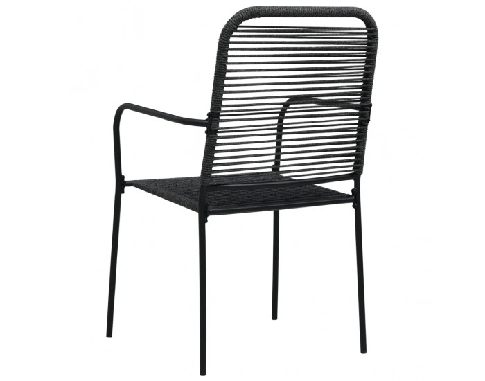 Sonata Градински трапезен комплект 9 части памучно въже стомана черен Sonata Градински трапезен комплект 9 части памучно въже стомана черен