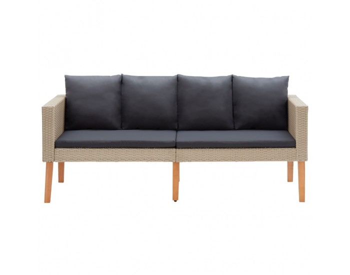 Sonata Градински лаундж комплект с възглавници 2 части бежов полиратан