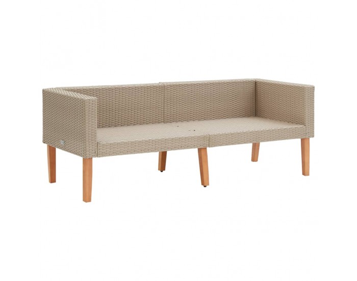 Sonata Градински лаундж комплект с възглавници 2 части бежов полиратан