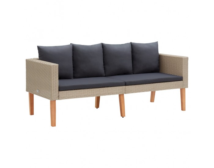 Sonata Градински лаундж комплект с възглавници 2 части бежов полиратан