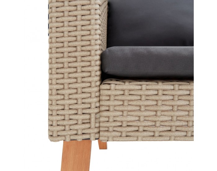 Sonata Градински лаундж комплект с възглавници 2 части бежов полиратан