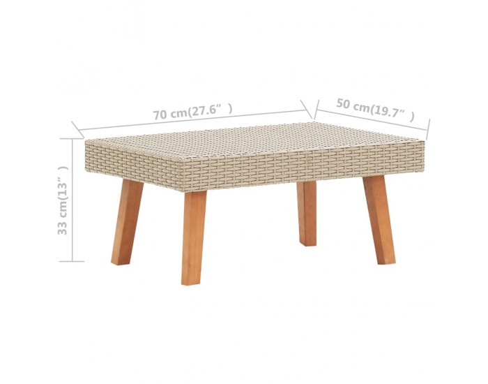 Sonata Градински лаундж комплект с възглавници 2 части бежов полиратан