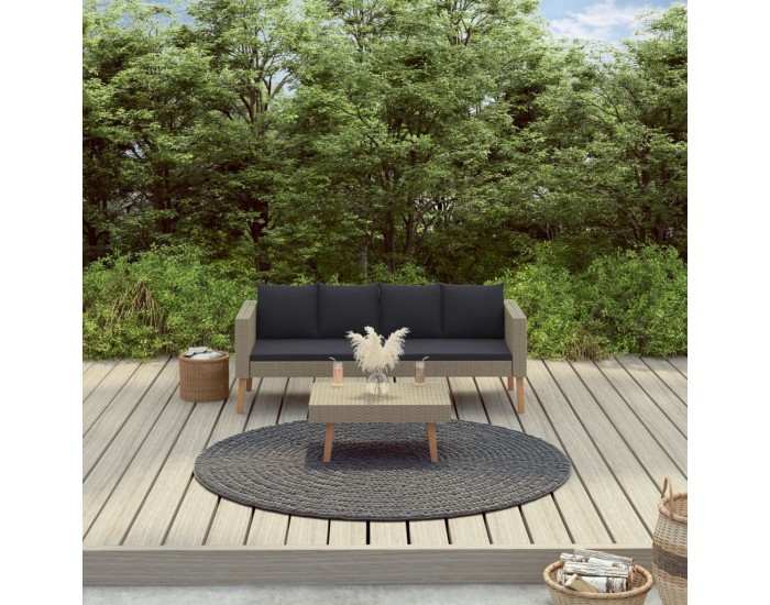 Sonata Градински лаундж комплект с възглавници 2 части бежов полиратан