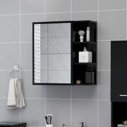 Sonata Шкаф за баня с огледало, черен, 62,5x20,5x64 см, ПДЧ - Баня