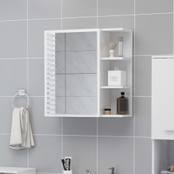 Sonata Шкаф за баня с огледало, бял гланц, 62,5x20,5x64 см, ПДЧ - Баня