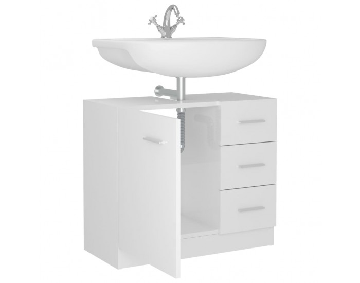 Sonata Долен шкаф за мивка, бял гланц, 63x30x54 см, ПДЧ