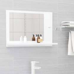 Sonata Огледало за баня, бял гланц, 60x10,5x37 см, ПДЧ - Шкафове за баня