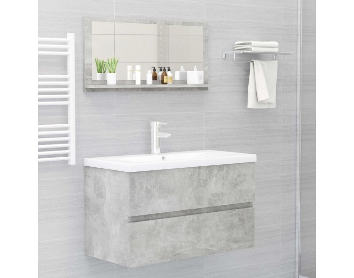 Sonata Огледало за баня, бетонно сиво, 80x10,5x37 см, ПДЧ
