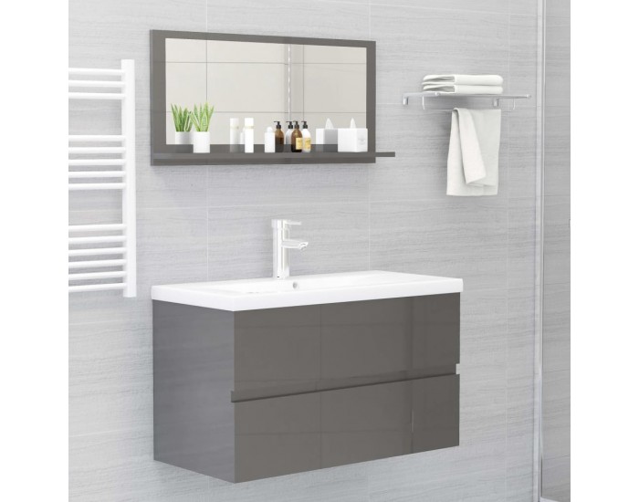 Sonata Огледало за баня, сив гланц, 80x10,5x37 см, ПДЧ