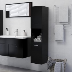 Sonata Шкаф за баня, черен, 30x30x130 см, ПДЧ - Баня