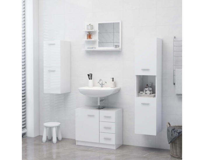 Sonata Огледало за баня, бял гланц, 60x10,5x45 см, ПДЧ