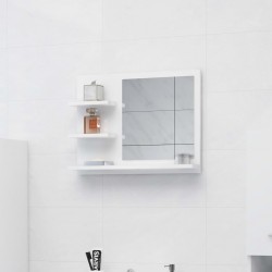 Sonata Огледало за баня, бял гланц, 60x10,5x45 см, ПДЧ - Шкафове за баня