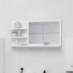 Sonata Огледало за баня, бял, 90x10,5x45 см, ПДЧ - Шкафове за баня