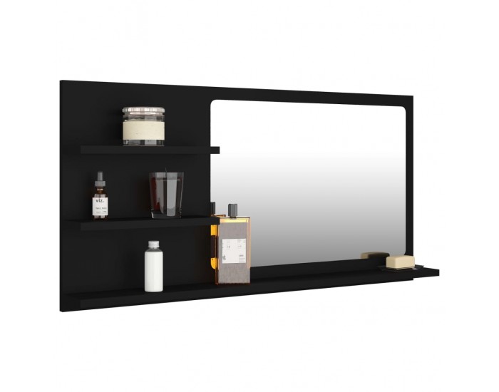 Sonata Огледало за баня, черно, 90x10,5x45 см, ПДЧ