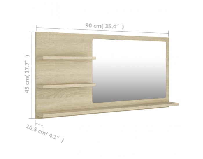 Sonata Огледало за баня, дъб сонома, 90x10,5x45 см, ПДЧ