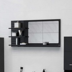 Sonata Огледало за баня, черен гланц, 90x10,5x45 см, ПДЧ - Шкафове за баня
