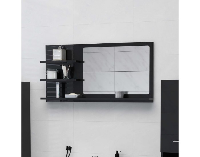 Sonata Огледало за баня, черен гланц, 90x10,5x45 см, ПДЧ