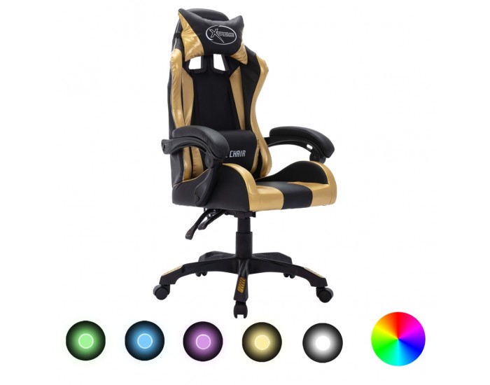 Sonata Геймърски стол RGB LED златисто/черно изкуствена кожа Sonata Геймърски стол RGB LED златисто/черно изкуствена кожа