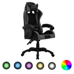 Sonata Геймърски стол RGB LED осветление сиво/черно изкуствена кожа - Специални столове