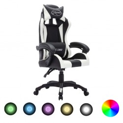Sonata Геймърски стол RGB LED осветление бяло/черно изкуствена кожа - Специални столове
