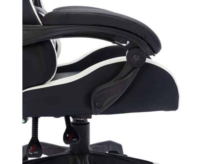 Sonata Геймърски стол RGB LED осветление бяло/черно изкуствена кожа