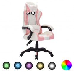 Sonata Геймърски стол RGB LED осветление розово/черно изкуствена кожа - Специални столове