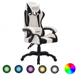 Sonata Геймърски стол RGB LED осветление бяло/черно изкуствена кожа - Специални столове