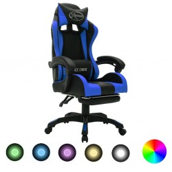 Sonata Геймърски стол RGB LED осветление синьо/черно изкуствена кожа - Специални столове
