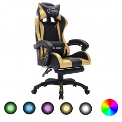 Sonata Геймърски стол RGB LED златисто/черно изкуствена кожа - Специални столове
