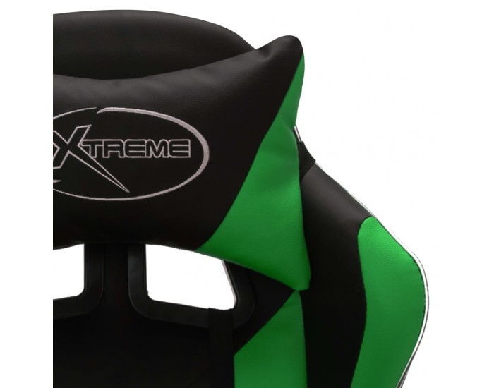 Sonata Геймърски стол RGB LED осветление зелено/черно изкуствена кожа