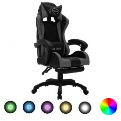 Sonata Геймърски стол RGB LED осветление сиво/черно изкуствена кожа - Столове