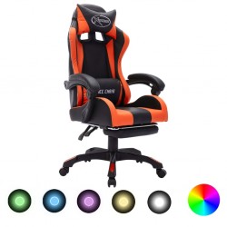 Sonata Геймърски стол RGB LED оранжево/черно изкуствена кожа - Столове