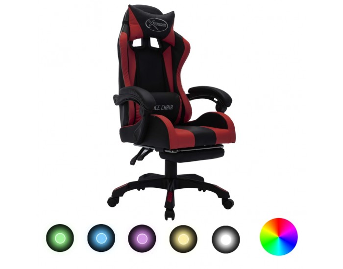 Sonata Геймърски стол RGB LED виненочервено/черно изкуствена кожа