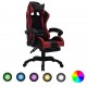 Sonata Геймърски стол RGB LED виненочервено/черно изкуствена кожа