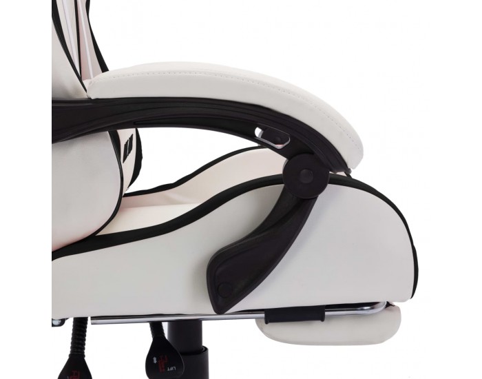 Sonata Геймърски стол RGB LED осветление черно/бяло изкуствена кожа
