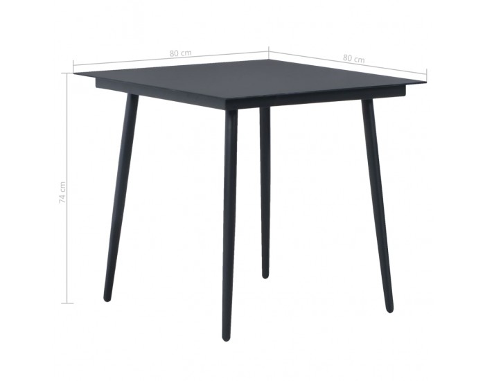 Sonata Градински трапезен комплект, 5 части, PVC ратан, черен