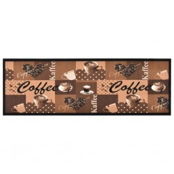 Sonata Кухненско килимче, перимо, кафяв принт кафе, 45x150 см - Килими и Подови настилки