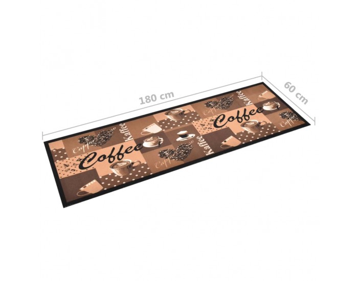 Sonata Кухненско килимче, перимо, кафяв принт кафе, 60x180 см