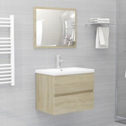 Sonata Комплект мебели за баня от 2 части, дъб сонома, ПДЧ - Комплекти