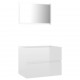 Sonata Комплект мебели за баня от 2 части, бял гланц, ПДЧ