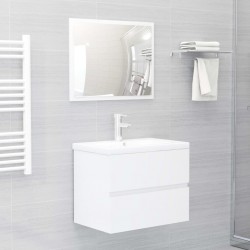 Sonata Комплект мебели за баня от 2 части, бял гланц, ПДЧ - Сравняване на продукти