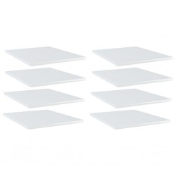 Sonata Рафтове за етажерка, 8 бр, бял гланц, 40x50x1,5 см, ПДЧ - Етажерки