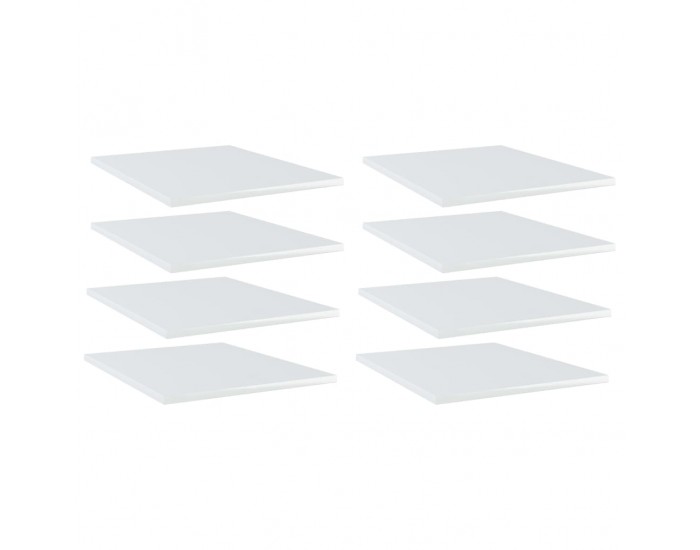 Sonata Рафтове за етажерка, 8 бр, бял гланц, 40x50x1,5 см, ПДЧ