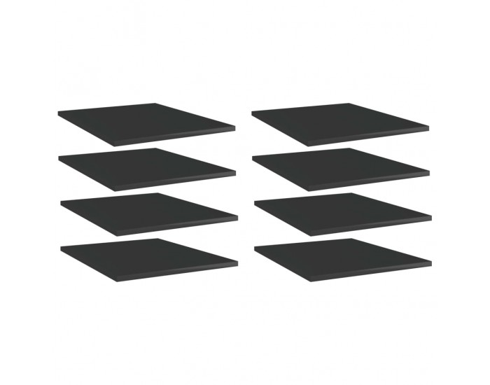 Sonata Рафтове за етажерка, 8 бр, черен гланц, 40x50x1,5 см, ПДЧ
