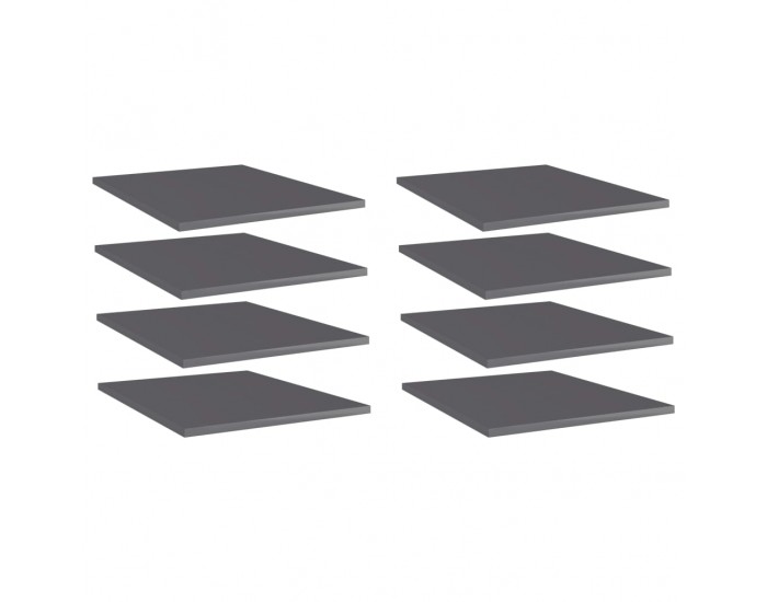 Sonata Рафтове за етажерка, 8 бр, сив гланц, 40x50x1,5 см, ПДЧ