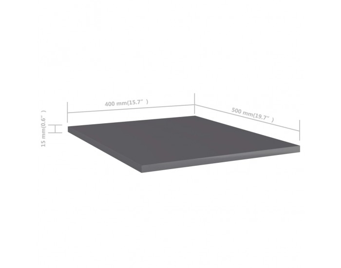 Sonata Рафтове за етажерка, 8 бр, сив гланц, 40x50x1,5 см, ПДЧ