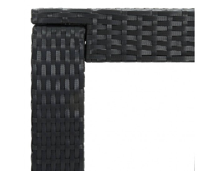 Sonata Градински бар комплект с възглавници, 3 части, черен полиратан