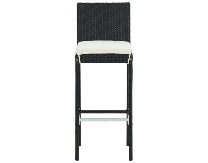 Sonata Градински бар комплект с възглавници, 5 части, черен полиратан